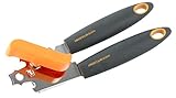 Fackelmann Dosenöffner 20 cm SOFT, praktischer Konservenöffner mit verchromten Funktionsteil, Universalöffner mit rutschfestem und ergonomischem Soft-Touch-Griff aus Kunststoff (Farbe: Orange/Grau), Menge: 1 Stück