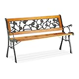 Relaxdays Gartenbank, 2-Sitzer, mit Rosen-Ornamenten, Outdoor, Terrasse, Balkon, Parkbank HxBxT 73 x 125 x 52 cm,