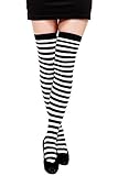 Dress Me Up - W-001-black Karneval Fasching Cosplay Strümpfe Overknee Kniestrümpfe Ringelstrümpfe Girly Schwarz Weiß