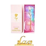 Aliga 24K Gold Rose Galaxy Rose mit Licht mit Liebes Basis Einzigartige Geschenke Muttertag Thanksgiving Valentinstag Mädchen Geburtstag