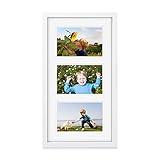 MAKITESY Bilderrahmen Collage für 3 Fotos 10x15cm (4x6 Zoll) mit Halterung 3 Aperture Baby Family Multi Fotorahmen für Home Office Wand Tischdekoration Geschenke(Weiß)