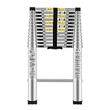 WLABCD Teleskopleitern Tragbare Leiter Heavy Duty Aluminium-Teleskop-Verlängerungsleiter, Klappbare Gerade Leiter Für Das Technische Loft, 330 £ Kapazität,8M / 12,5F