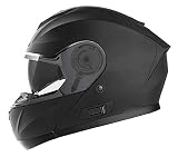 Motorradhelm Klapphelm Integralhelm Fullface Helm - Yema YM-926 Rollerhelm Sturzhelm mit Doppelvisier Sonnenblende ECE für Damen Herren Erwachsene-Schwarz Matt-L