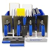 DEWEPRO® Fliesenwaschset - 15-teiliges Fliesenleger Waschset XL - 20l Waschbox - Zahnkellen - Schwammbrett - Glättek