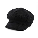 DHDHWL Baskenmütze Herbst und Winter Unisex Outdoor Casual Persönlichkeit Retro Zeitung Cap Octagonal Cap Männer und Frauen weiche Ballon- Hut Barett (Color : Schwarz, Hat Size : 56 58cm)