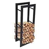 Loywe Kaminholzregal Kaminholzhalter Brennholzregal Feuerholzregal Kaminholzständer Brennholz Holzhalter aus Metall in Schwarz (25 x 50 x 100 cm) LW1080N