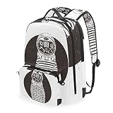 Astronauta Astratto Luna Bianca Nera Studentenrucksack Kinderrucksack Büchertasche Schülerrucksack Laptop mit Umhängetasche für die Mädchen Jung