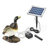 Solarbetriebener Wasserspeier Ente - inkl. Solar Teichpumpe 5 Watt 250 l/h - Maße ca. 240 x 200 x 320 mm - Wasserspiel für Gartenteich Teichfigur Gartenbrunnen, esotec 101659