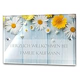 Edles Türschild mit Namen für die Haustür | Namensschild Briefkasten-Schild selbstklebend oder mit Bohrlöcher Klingelschild mit kratzfestem UV Druck | Größe ab 9x6 cm bunte Tü