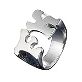 GXL&YZQ Ringe Für Männer Brief Edelstahl Paar Cool Retro Handgefertigt Poliert Verhindern Allergie Halloween Schmuck Geburtstagsgeschenk Party Zubehör,Silber,9