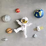 Astronaut und Sonnensystem, DIY-Papier-Bastelvorlagen, Wanddekor-Kunstwerk, Papierornament, Papierskulptur, geometrisches Papercraft-Origami, kein fertiges M