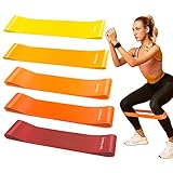 Fitnessbänder 5er Set, Theraband Fitnessband Widerstandsbänder 100% Latex, Krafttraining Resistance Gummi Band für Männer Frauen Krafttraining, Yoga, Pilates, Cardio und Crossfit - Orange…