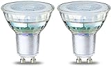 Amazon Basics LED-Leuchtmittel, GU10-Spots, 4 W (entspricht 50-W-Glühbirne), klares Filament, nicht dimmbar, 2 Stück