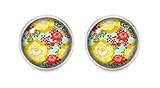 Blumen Motiv Cabochon Ohrstecker silberfarben Ohrring