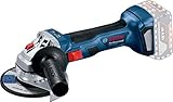 Bosch Professional 18V System Akku Winkelschleifer GWS 18V-7 (125 mm Scheiben-Ø, Schutzhaube, Zusatzhandgriff, Aufnahmeflansch, Spannmutter, ohne Akkus/Ladegerät, im Karton)