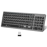 Seenda Kabellose USB-Tastatur, 2,4 G, wiederaufladbar, kompakt, schmal, für Laptop/PC/Computer mit Windows-Systemen – Space Grey