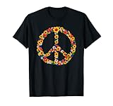 Peace Love 60er 70er Jahre Flower Power Hippie Outfit T-S
