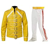 Fashion_First Herren Freddie Mercury Jacke Queen Tribute Wembley Konzert Lederkostüm, Freddie Mercury Hose, M