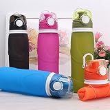 Aveo 75.0ml Zusammenklappbare Silikonwasserflasche Silikon Faltkessel Outdoor Sport Wasserflasche Camping Reise Laufen Flasche (Capacity : 0.75L, Color : Pink)