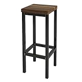 1 Original-BestLoft® Barhocker New York im Industriedesign Stahl Holz Eiche massiv (Dunkel geräuchert, 78cm)