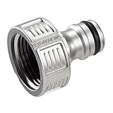 Gardena Premium Hahnverbinder 26,5 mm (G 3/4 Zoll): Adapter für Wasserhähne, wertiges Metall, spritzfreier Wasserfluss, frostsicher, verpackt (18241-20)