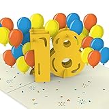 PaperCrush® Pop-Up Karte 18. Geburtstag [NEU!] - Besondere Geburtstagskarte zur Volljährigkeit für Mädchen und Jungen (18 Jahre) - Handgemachte Glückwunschkarte inkl. Umschlag