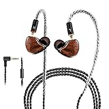 In-Ear-Monitore, verkabelte In-Ear-Kopfhörer/Kopfhörer, Dual-Treiber, Kopfhörer mit abnehmbaren und austauschbaren MMCX-Kabeln, geräuschisolierende, schweißfeste Kopfhörer, HiFi-Stereo (Holzmaserung)