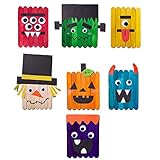 Tkdncbec 7 Stück Halloween Holz Bastelsets für Kinder Unvollendete DIY Bastelbedarf für Zuhause Schule Klassenzimmer Halloween Aktivitäten Halloween Supplies Chunseng Sagen g