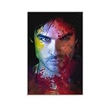 Star Poster Vampire Diaries Damon Salvatore, Wandkunstdruck, modernes Gemälde für Schlafzimmer, Büro, Wohnzimmer, fertig zum Aufhängen, 90 x 60