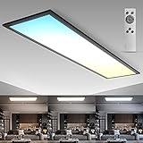 B.K.Licht Deckenlampe LED I 1 Meter LED Panel I dimmbar I Farbtemperatursteuerung CCT I Fernbedienung I Timer I 24 Watt I Deckenleuchte I schw