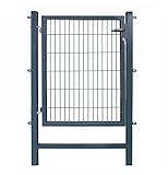 Gartentor Easy (Besonderheit : kein ausrichten der Pfosten notwendig durch Querverbindung !), BxH 100x120 cm, anthrazit - Tor für Doppelstabmattenzaun - komplett mit Pfosten, Montagematerial & S