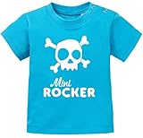 MoonWorks® Baby T-Shirt Kurzarm Babyshirt Mini Rocker Jungen Mädchen Shirt türkis 92/98 (16-24-Monate)