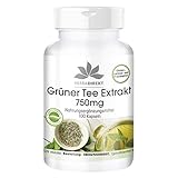 Grüner Tee Extrakt Kapseln - 750mg - hochdosiert - vegan - 100 Kapseln - mit 50% EGCG