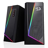 Redragon GS520 Anvil RGB Desktop-Lautsprecher, 2.0-Kanal-PC-Stereo-Lautsprecher mit 6 farbigen LED-Modi, verbessertem Bass und leicht zugänglicher Lautstärkeregelung, mit USB-Anschluss und 3,5mm-Kab