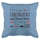 Shirtracer Deko Kissen Partner Liebe - Mein Lieblingsplatz auf Dieser Welt, ist neben dir - Unisize - Hellblau - ich Liebe Dich - GURLI Kissen mit Füllung - Kissen 50x50 cm und Dekokissen mit Füllung