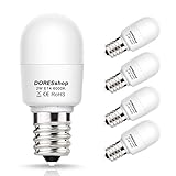 E14 LED Kühlschranklampe, DORESshop T25 Mini Glühlampen, 2W Ersetzt 20W, Kaltweiß 6000K, 200LM, 240°Abstrahlwinke, Nicht Dimmbar, für Kühlschrank, Kleine Vitrine und Nähmaschine, 4er-Pack