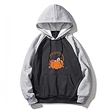 ZHANGJINYISHOP2016 Herren Langarm-Kapuzenpullover, Halloween-Kostüm, lustig, Kürbis-Kapuzenpullover, Patchwork-Farb-Sweatshirt, Pullover und bequem (Farbe: Dunkelgrau, Größe: S)