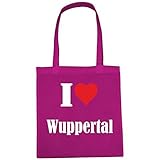 Tasche I Love Wuppertal Größe 38x42 Farbe Pink Druck W