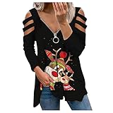 HHOP Weihnachten Hoodies für Teenager mädchen Weihnachten Pullover Sportshirt Langarm Off Shoulder Damen dip dye Elegante Oberteil Langarmshirt sexy westchili Pullover Damen S