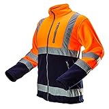 NEO TOOLS Herren Warnschutz-Arbeitsjacke, Stehkragen, langarm, Obermaterial Fleece 280 g/m2 aus 100 % Polyester, mit reflektierenden Streifen, Größe:XL, orang