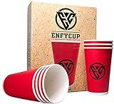 ENFYCUP 25 rote ökologische Partybecher Cups | 100% recyclebar und natürlich | 16 OZ 473 ml | geeignet für warme & kalte Getränk