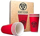 ENFYCUP 25 rote ökologische Partybecher Cups | 100% recyclebar und natürlich | 16 OZ 473 ml | geeignet für warme & kalte Getränk