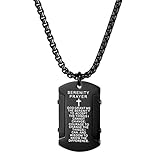 Cupimatch Dog Tag Herren Hundemarke mit Bibel Gravur Kette Halskette Anhänger für Männer Man Erkennungsmarke Edelstahl Jungen 60cm, Schw