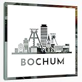 Dein Stadtspiegel: Gravurspiegel mit Stadtsilhouette, bis zu 55x55cm, Spiegel mit Stadtnamen, Skyline als Spiegel Andenken von DeinDetail (30 x 30 cm, Bochum)