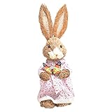 Osterhasen Figur Stroh Hase Deko Osterhase Kaninchen Desktop Häschen Ornament Rustikale Landhausstil Frühling Festival Party Büro Zuhause Wohnzimmer Dekoration Festliche Geschenk
