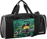 LEGO Bags Sporttasche NINJAGO Energy mit Schuhfach und Nassfach, Reisetasche für Kinder, Schulsporttasche mit Lego Motiv, Gym Tasche aus Polyester, Weekender für Schüler, Umhängetasche in schw