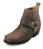 City Biker Westernstiefel Kurzstiefel Motorrad Stiefel Biker Braun 42