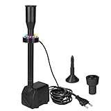 town sister 10W Unterwasser Wasserspielpumpe Springbrunnenpumpe 500L/H Wasserpumpe Tauchpumpe mit 5m Kabel Farbig LED Ring Filter Licht Beleuchtung für Gartenteiche Fischteiche B