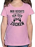 Statement Sprüche Kinder - Mir reichts, ich GEH zocken schwarz - 128 (7/8 Jahre) - Rosa - Nerd - F131K - Mädchen Kinder T-S