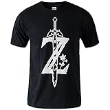 Wolyzz The Legend of Zelda T-Shirt Schwarz Baumwoll (S-XXXL) - für The Legend of Zelda Breath of The Wild Fans Geschenk Halloween Karneval Cosplay Unisex (Schwarz, XXXL)